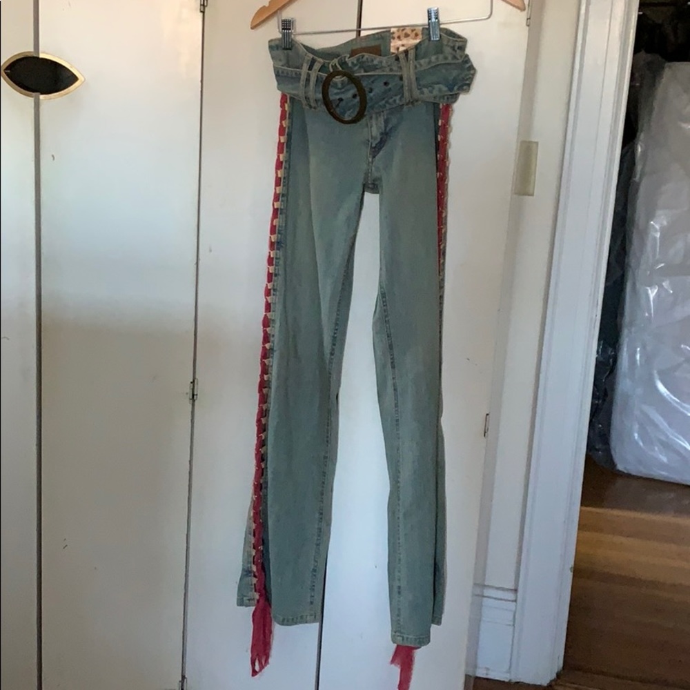Xoxo Jeans with metal eyelets and laces